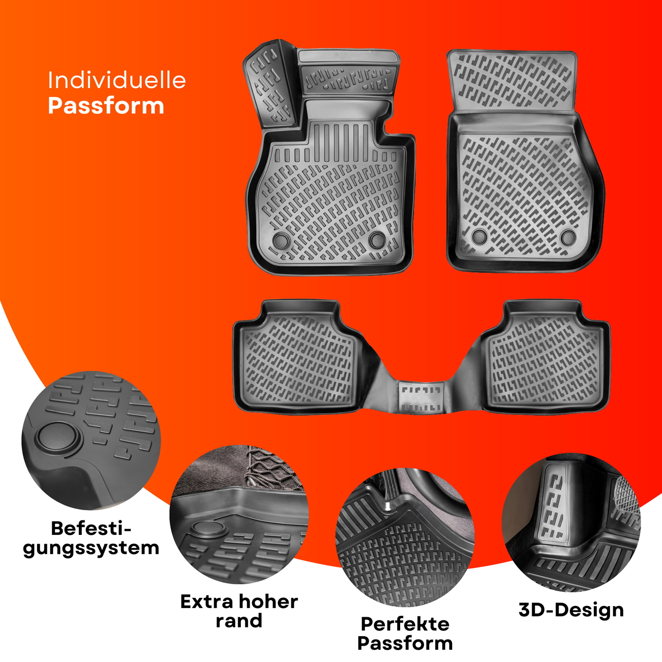 3D Auto Fussmatten Set passend für FIAT 600e Baujahr ab 2023 8