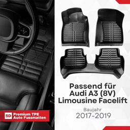 5D Premium Auto Fussmatten TPE Set passend für Audi A3 (8V) Limousine Facelift Baujahr 2017-2019 thumbnail