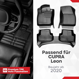 5D Premium Auto Fussmatten TPE Set passend für CUPRA Leon Baujahr ab 2020 thumbnail