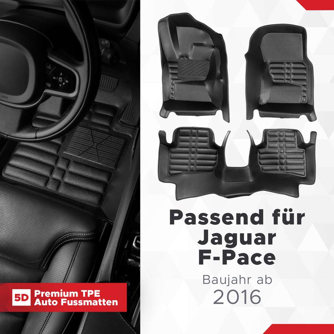 5D Premium Auto Fussmatten TPE Set Passend für Jaguar F-Pace Baujahr ab 2016 1