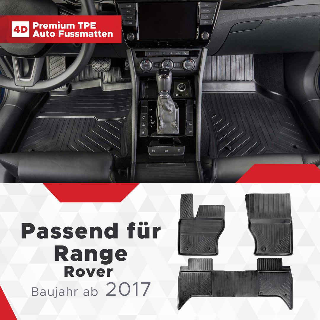 3D Premium Gummi Auto Fußmatten Set Passend für Range Rover Discovery Baujahr ab 2017 1