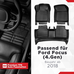 5D Premium Auto Fussmatten TPE Set passend für Ford Focus (4.Gen) Baujahr ab 2018 thumbnail