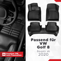 5D Premium Auto Fussmatten TPE Set Passend für VW Golf 8 Baujahr ab 2020 thumbnail