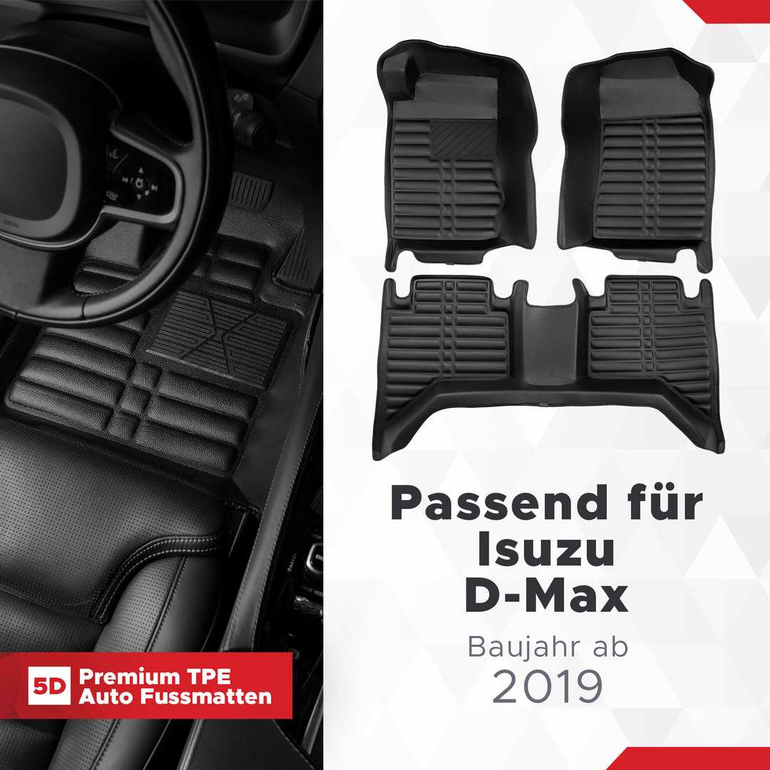 5D Premium Auto Fussmatten TPE Set passend für Isuzu D-Max Baujahr ab 2019 1