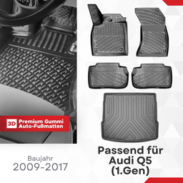 3D Auto Gummimatten & Kofferraumwanne Set für Audi Q5 (1.Gen) 2009-2017 thumbnail