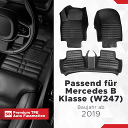5D Premium Auto Fussmatten TPE Set passend für Mercedes B Klasse (W247) Baujahr ab 2019 thumbnail