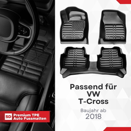 5D Premium Auto Fussmatten TPE Set passend für VW T-Cross Baujahr ab 2018 thumbnail
