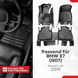 5D Premium Auto Fussmatten TPE Set passend für BMW X7 (G07) Baujahr ab 2019 thumbnail