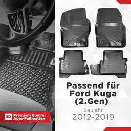 3D Auto Fussmatten Set passend für Ford Kuga (2.Gen) Baujahr 2012-2019 thumbnail