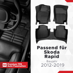 5D Premium Auto Fussmatten TPE Set passend für Skoda Rapid Baujahr 2012-2019 thumbnail