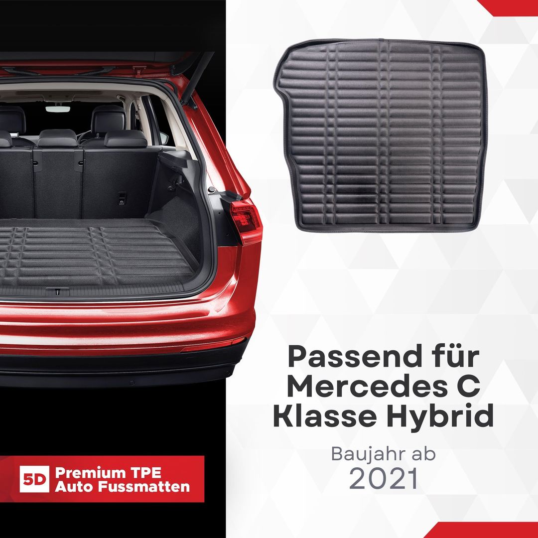 5D Premium Kofferraummatte passend für Mercedes C Klasse HYBRID W206 Baujahr ab 2021