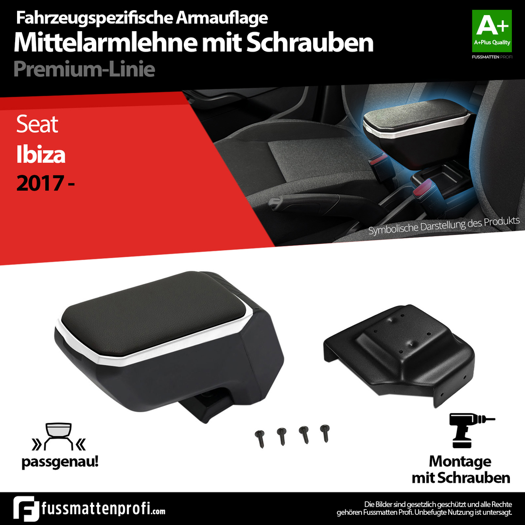 Mittelarmlehne Armauflage mit Schrauben Grau Passend für Seat Ibiza ab 2017 1