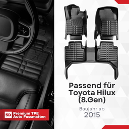 5D Premium Auto Fussmatten TPE Set passend für Toyota Hilux (8.Gen) Baujahr ab 2015 thumbnail