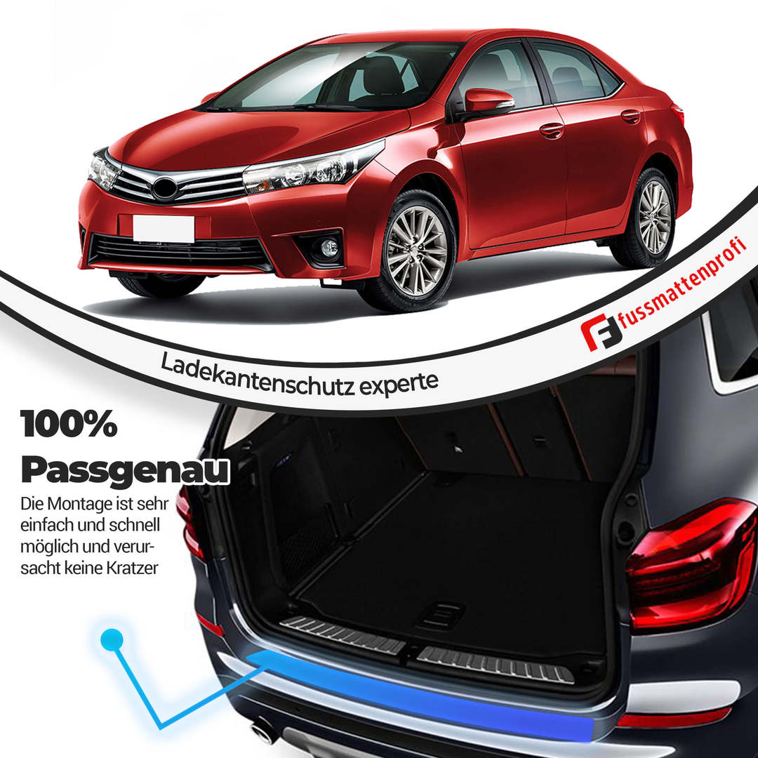 Ladekantenschutz aus Edelstahl Chrom mit Abkantung Passend für Toyota Avensis Kombi Baujahr 2008-2018 1