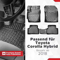 3D Auto Fussmatten Set passend für Toyota Corolla HYBRID Baujahr ab 2018 thumbnail
