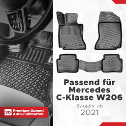 3D Fussmatten passend für Mercedes C-Klasse W206 ab 2021 (Passt Nicht in Plug-in Hybrid) thumbnail