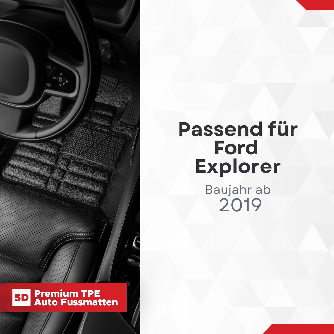 5D Premium Auto Fussmatten TPE Set passend für Ford Explorer Baujahr ab 2019 1