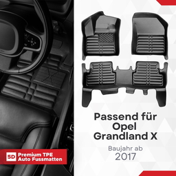 5D Premium Auto Fussmatten TPE Set passend für Opel Grandland X Baujahr ab 2017 thumbnail