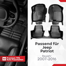 5D Premium Auto Fussmatten TPE Set passend für Jeep Patriot Baujahr 2007-2016 thumbnail