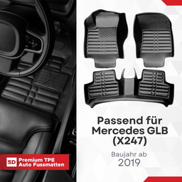 5D Premium Auto Fussmatten TPE Set passend für Mercedes GLB (X247) Baujahr ab 2019 thumbnail