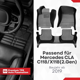 5D Premium Auto Fussmatten TPE Set passend für Mercedes CLA C118/X118(2.Gen) Baujahr ab 2019 thumbnail