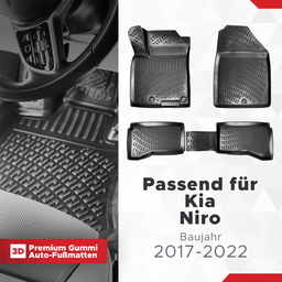 3D Auto Fussmatten Set passend für Kia Niro Baujahr 2017-2022 ( passt nicht für Elektro und Hybridmodell ) thumbnail