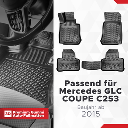 3D Auto Fussmatten Set passend für Mercedes GLC COUPE C253 Baujahr ab 2015 thumbnail