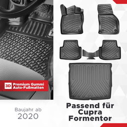 3D Auto Gummimatten & Kofferraumwanne Set für Cupra Formentor Oberer Ladeboden ab 2020 thumbnail
