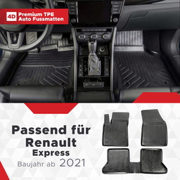 3D Premium Gummi Auto Fußmatten Set Passend für Renault Express Baujahr ab 2021 thumbnail
