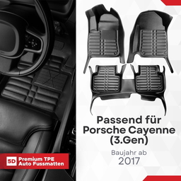 5D Premium Auto Fussmatten TPE Set passend für Porsche Cayenne (3.Gen) Baujahr ab 2017 thumbnail