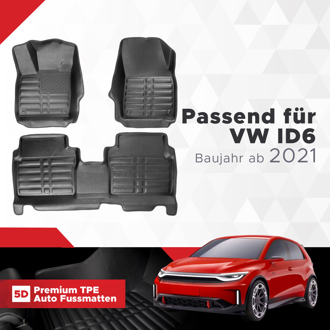 5D Premium Auto Fussmatten TPE Set passend für VW ID6 Baujahr ab 2021 1