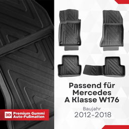 3D Fußmatten für Mercedes A-Klasse W176 | 2012-2018 | Carbonfaser-Optik thumbnail