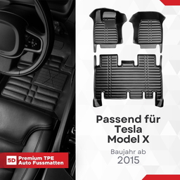 5D Premium Auto Fussmatten TPE Set passend für Tesla Model X Baujahr ab 2015 thumbnail