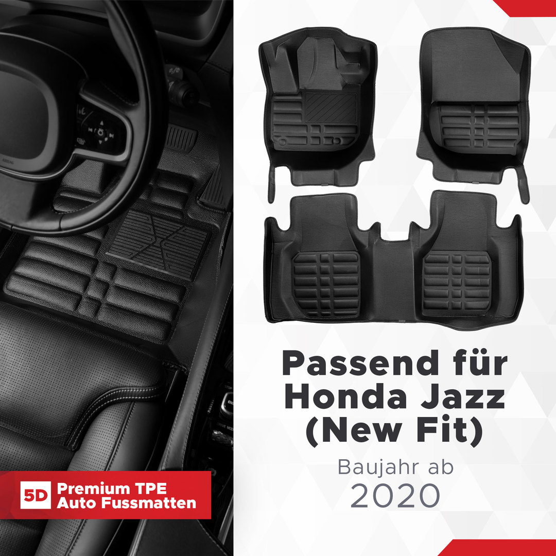 5D Premium Auto Fussmatten TPE Set passend für Honda Jazz ( New Fit ) Baujahr ab 2020 1