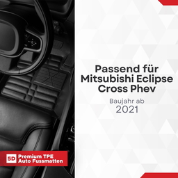 5D Premium Auto Fussmatten TPE Set passend für Mitsubishi Eclipse Cross PHEV Baujahr ab 2021 thumbnail