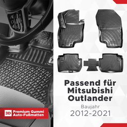 3D Auto Fussmatten Set passend für Mitsubishi Outlander Baujahr 2012-2021 thumbnail