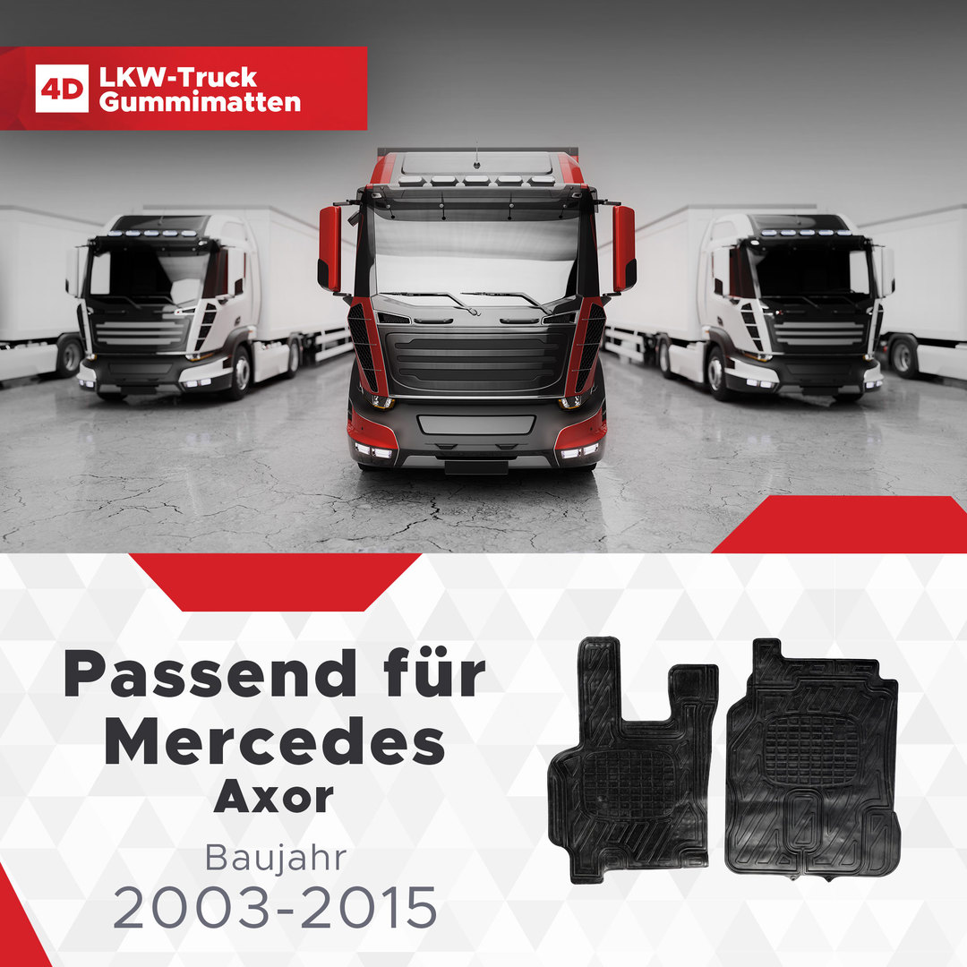 LKW Gummi Fussmatten 3D Passend für Mercedes Axor Baujahr 2003-2015 1