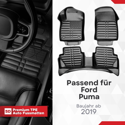 5D Premium Auto Fussmatten TPE Set passend für Ford Puma Baujahr ab 2019 thumbnail