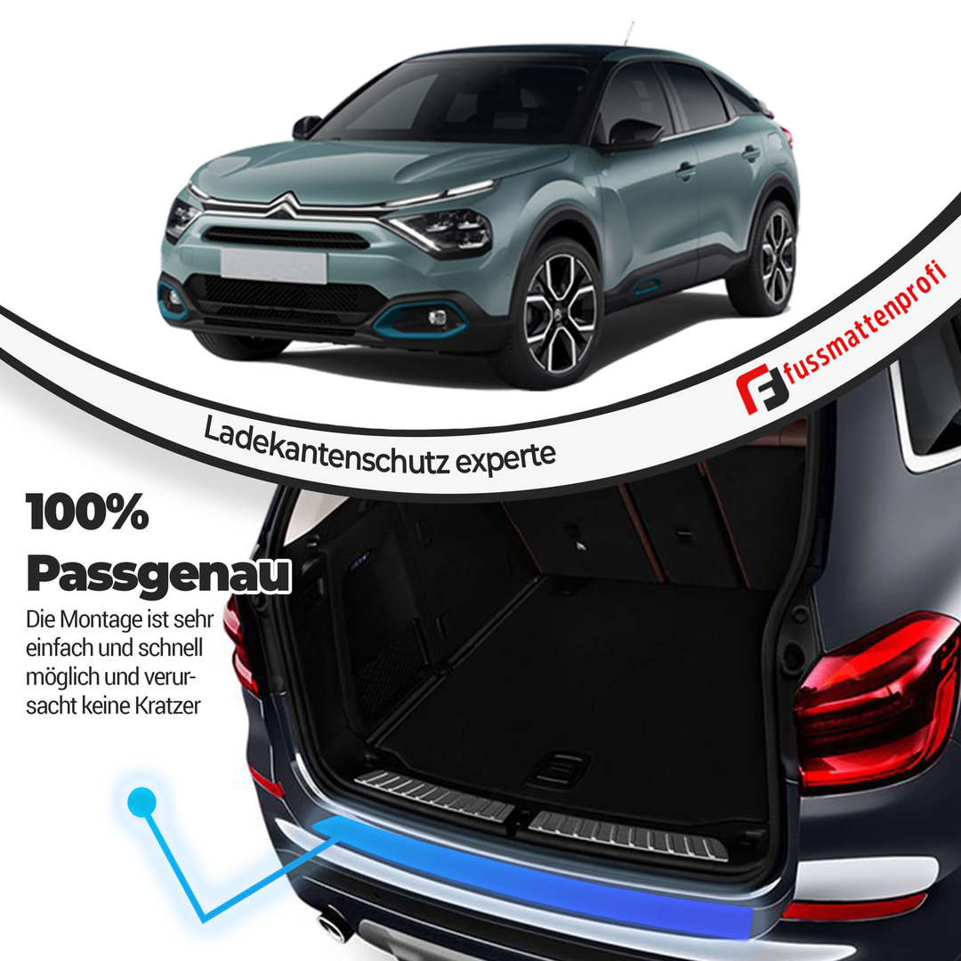 Ladekantenschutz aus Edelstahl Chrom mit Abkantung Kompatibel für Citroen Berlingo (3.Gen) Baujahr ab 2019