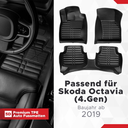5D Premium Auto Fussmatten TPE Set passend für Skoda Octavia (4.Gen) Baujahr ab 2019 thumbnail
