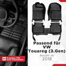 5D Premium Auto Fussmatten TPE Set passend für VW Touareg (3.Gen) Baujahr ab 2018 thumbnail