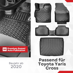 3D Auto Gummimatten & Kofferraumwanne Set für Toyota Yaris CROSS Baujahr ab 2020 thumbnail
