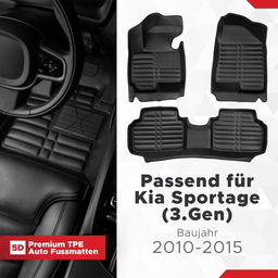 5D Premium Auto Fussmatten TPE Set passend für Kia Sportage (3.Gen) Baujahr 2010-2015 thumbnail