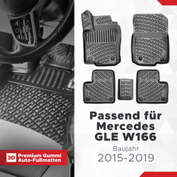 3D Auto Fussmatten Set passend für Mercedes GLE W166 Baujahr 2015-2019 thumbnail