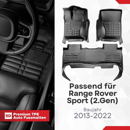 5D Premium Auto Fussmatten TPE Set passend für Range Rover Sport (2.Gen) Baujahr 2013-2022 thumbnail