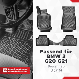 3D Auto Fußmatten Set für BMW 3 G20 G21 Baujahr ab 2019 thumbnail