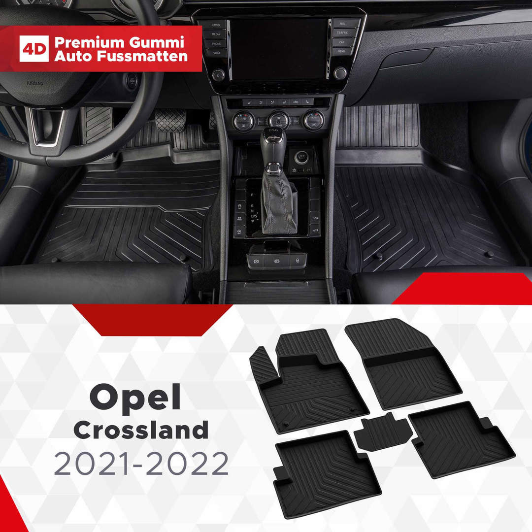 3D Premium Gummi Auto Fussmatten Set Passend für Opel Crossland Baujahr 2021-2022 1