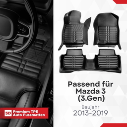 5D Premium Auto Fussmatten TPE Set passend für Mazda 3 (3.Gen) Baujahr 2013-2019 thumbnail