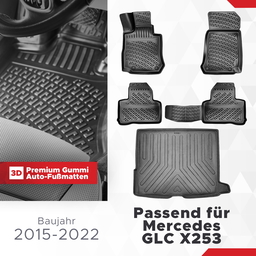 3D Auto Gummimatten & Kofferraumwanne Set für Mercedes GLC X253 Baujahr 2015-2022 thumbnail