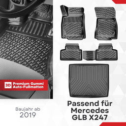3D Auto Gummimatten & Kofferraumwanne Set für Mercedes GLB X247 Baujahr ab 2019 thumbnail